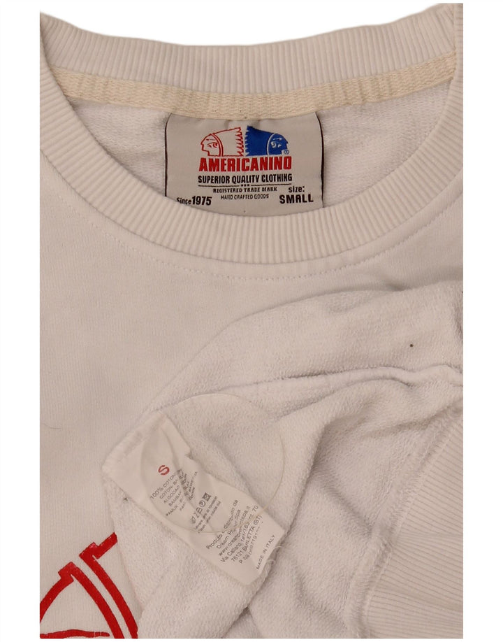 Americanino Hombre Sudadera Estampada Jersey Pequeño Algodón Blanco
