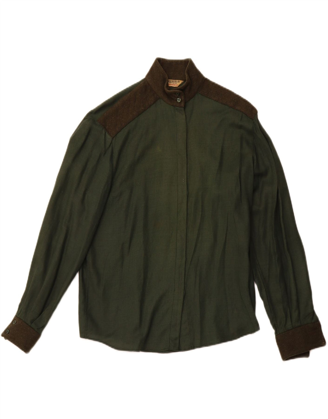 PANCALDI & B Blusa estilo camisa militar para mujer UK 44 Verde medio Colorblock
