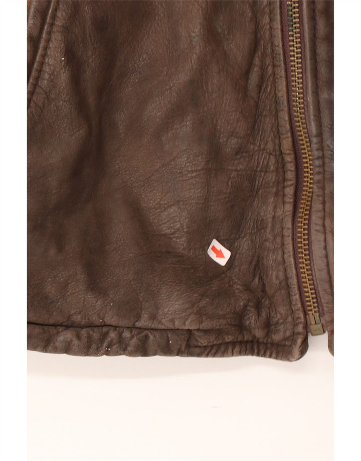 Vintage chaqueta de cuero para hombre Reino Unido 38 cuero marrón medio