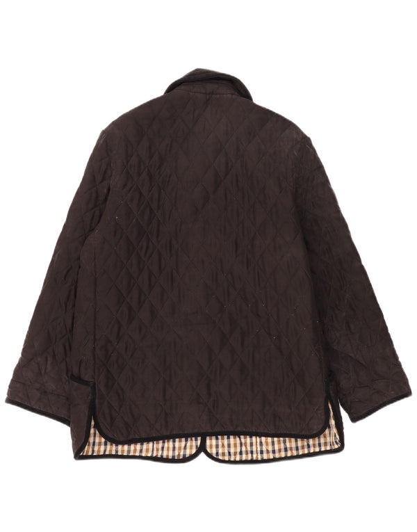 Aquascutum Chaqueta acolchada para mujer UK 40 XL Seda negra