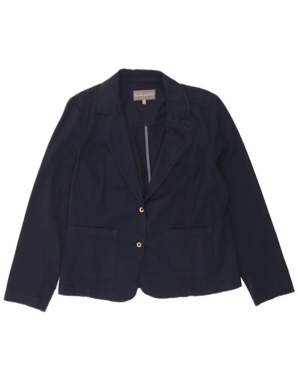 Laura Ashley Chaqueta Blazer de 2 Botones para Mujer UK 40 XL Algodón Azul Marino