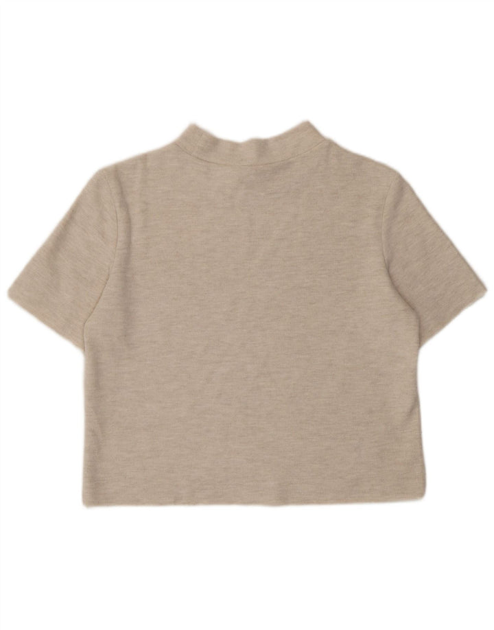 Zara Mujer Camiseta Top UK 44 Medio Beige Moteado