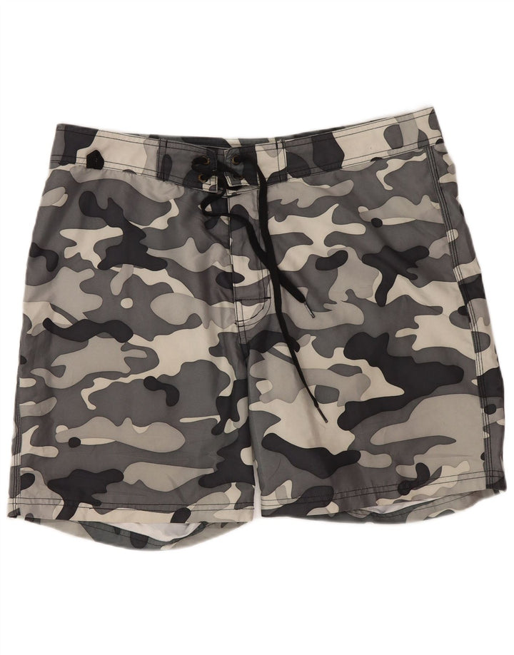 Sundek Bañador regular para hombre, talla grande, poliéster de camuflaje gris