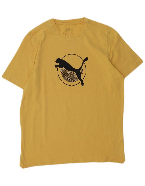 PUMA Camiseta gráfica para hombre Top grande de algodón amarillo