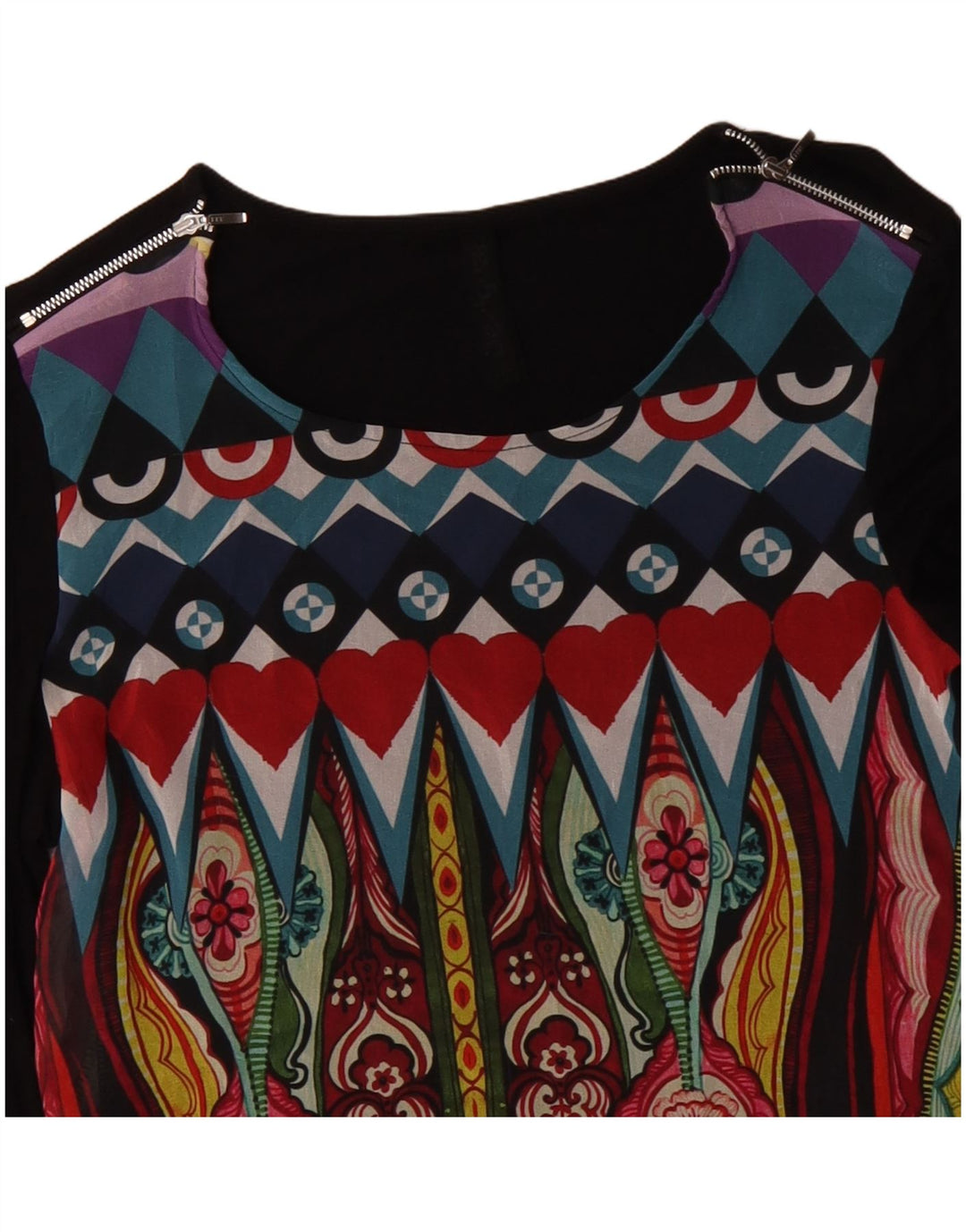DESIGUAL Top gráfico para mujer de manga larga UK 40 Medium Black Floral