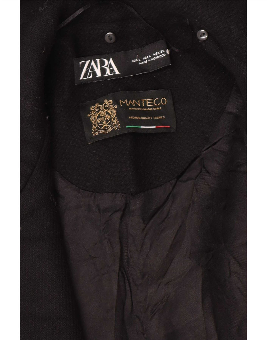 Zara Mujer Abrigo Abierto UK 46 Grande Negro