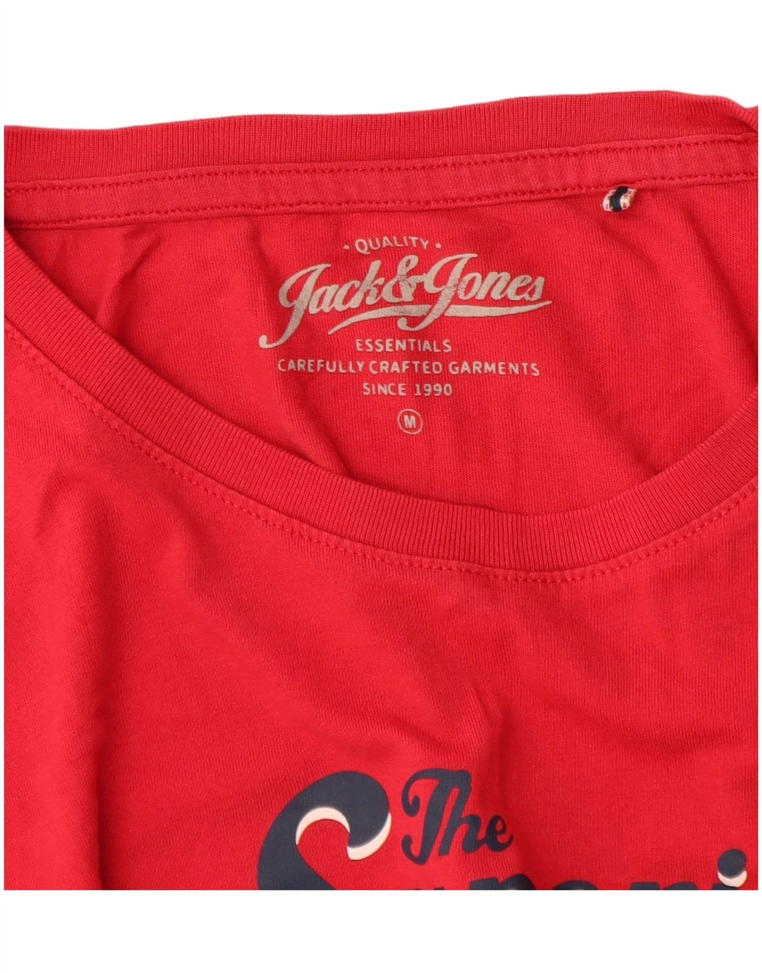 Jack & Jones Hombre Denizen Graphic Camiseta Top Algodón Rojo Mediano