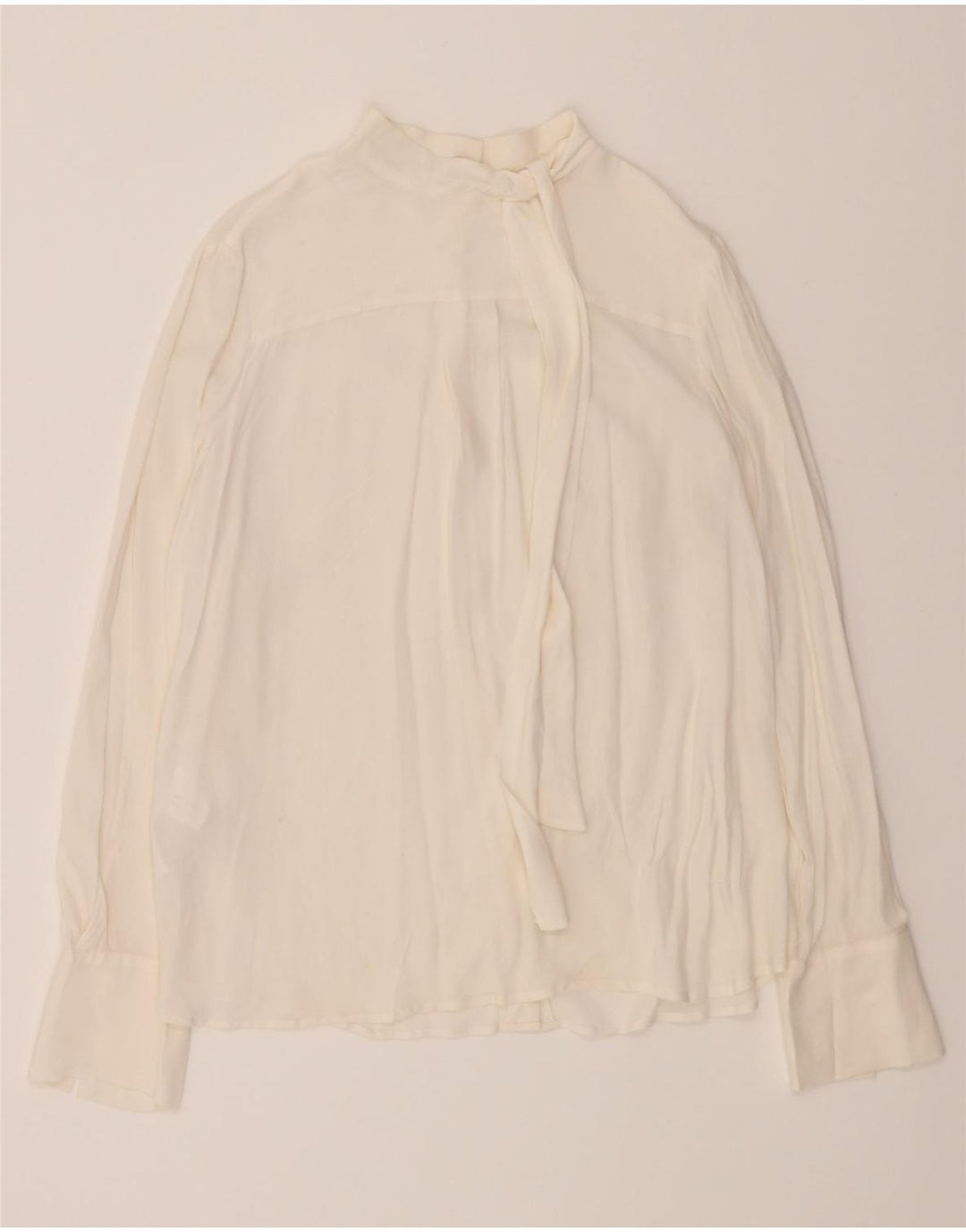 CARACTERE Blusa camisera con lazo frontal para mujer UK 10 Small White Acetate