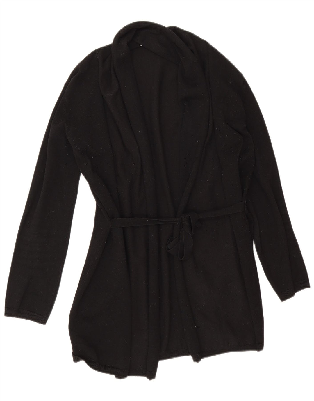 Zara Mujer Suéter Cárdigan Abierto Largo De Gran Tamaño UK 10 Small Negro