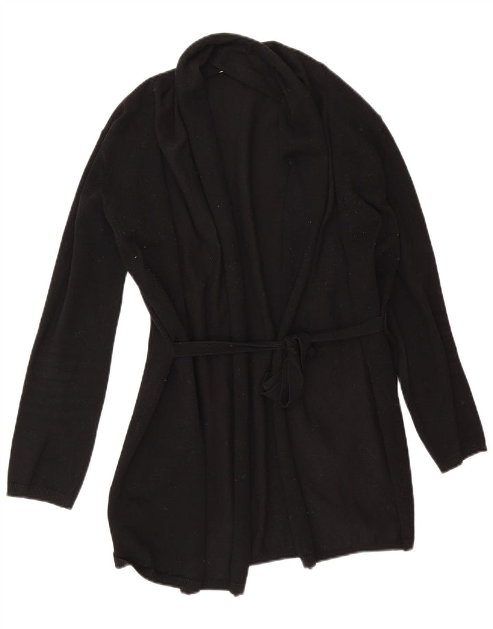 Zara Mujer Suéter Cárdigan Abierto Largo De Gran Tamaño UK 10 Small Negro