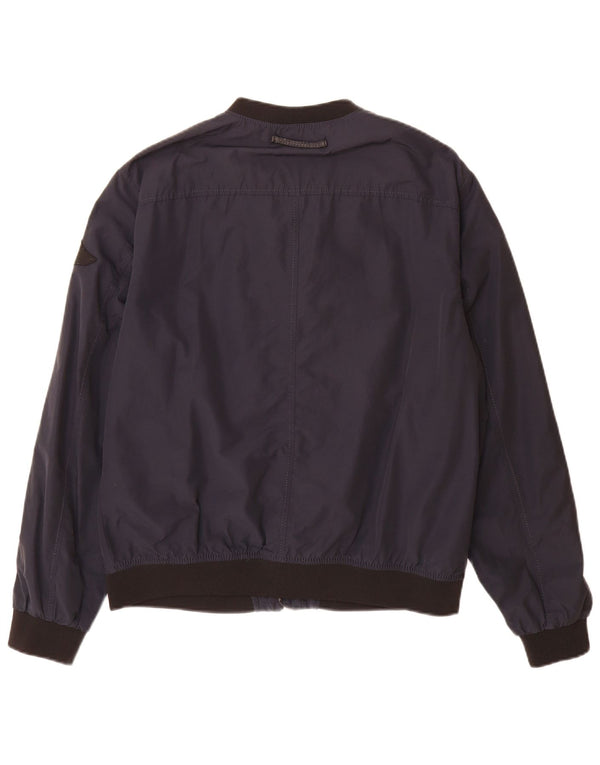 Zara Mens Bomber Jacket UK 42 XL Azul Marino Colorblock Algodón