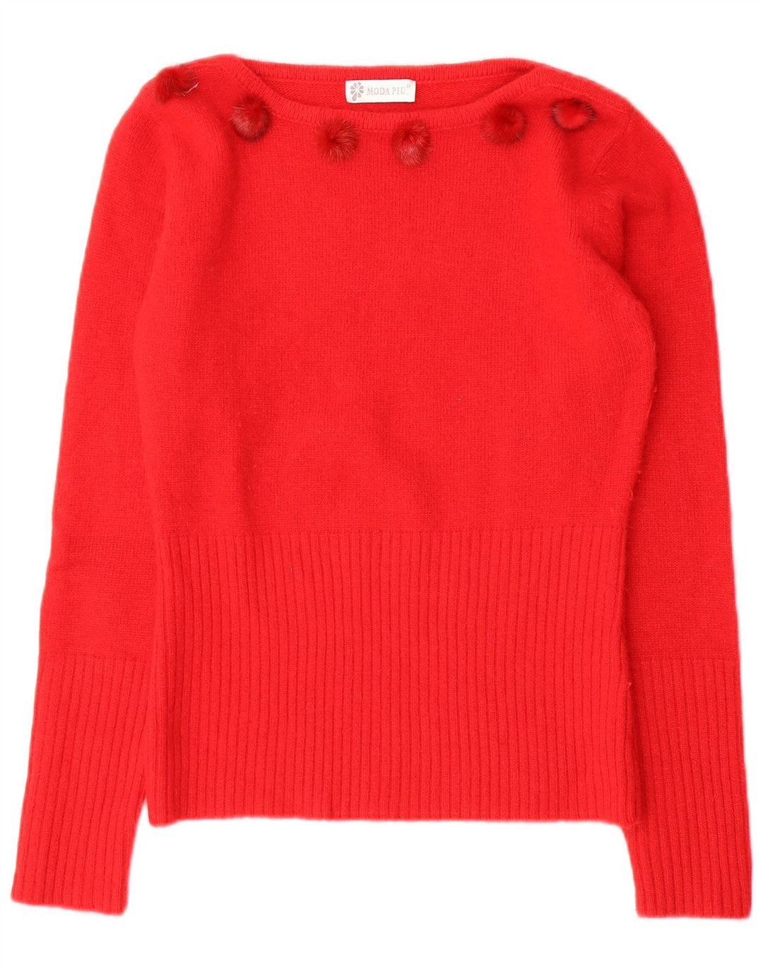 Moda Piu Jersey Mujer Cuello Barco IT 41 Lana Roja Mediana