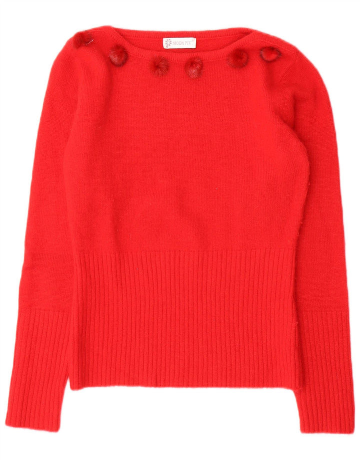 Moda Piu Jersey Mujer Cuello Barco IT 41 Lana Roja Mediana