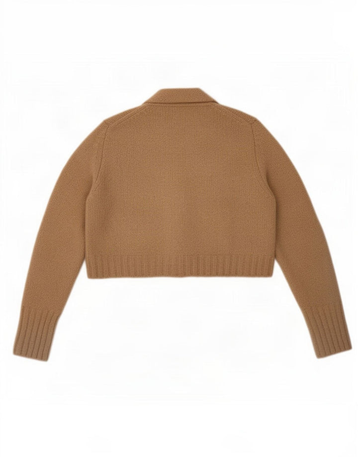 Zara Mujer Crop Cardigan Suéter UK 10 Small Beige Poliéster