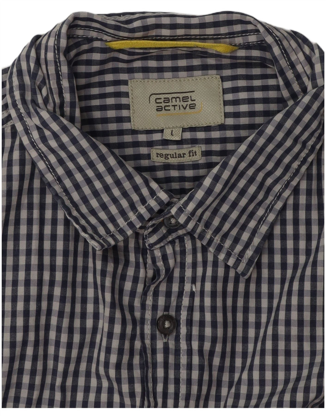 CAMEL ACTIVE Mens Regular Fit Short Sleeve Shirt Large Navy Blue Gingham