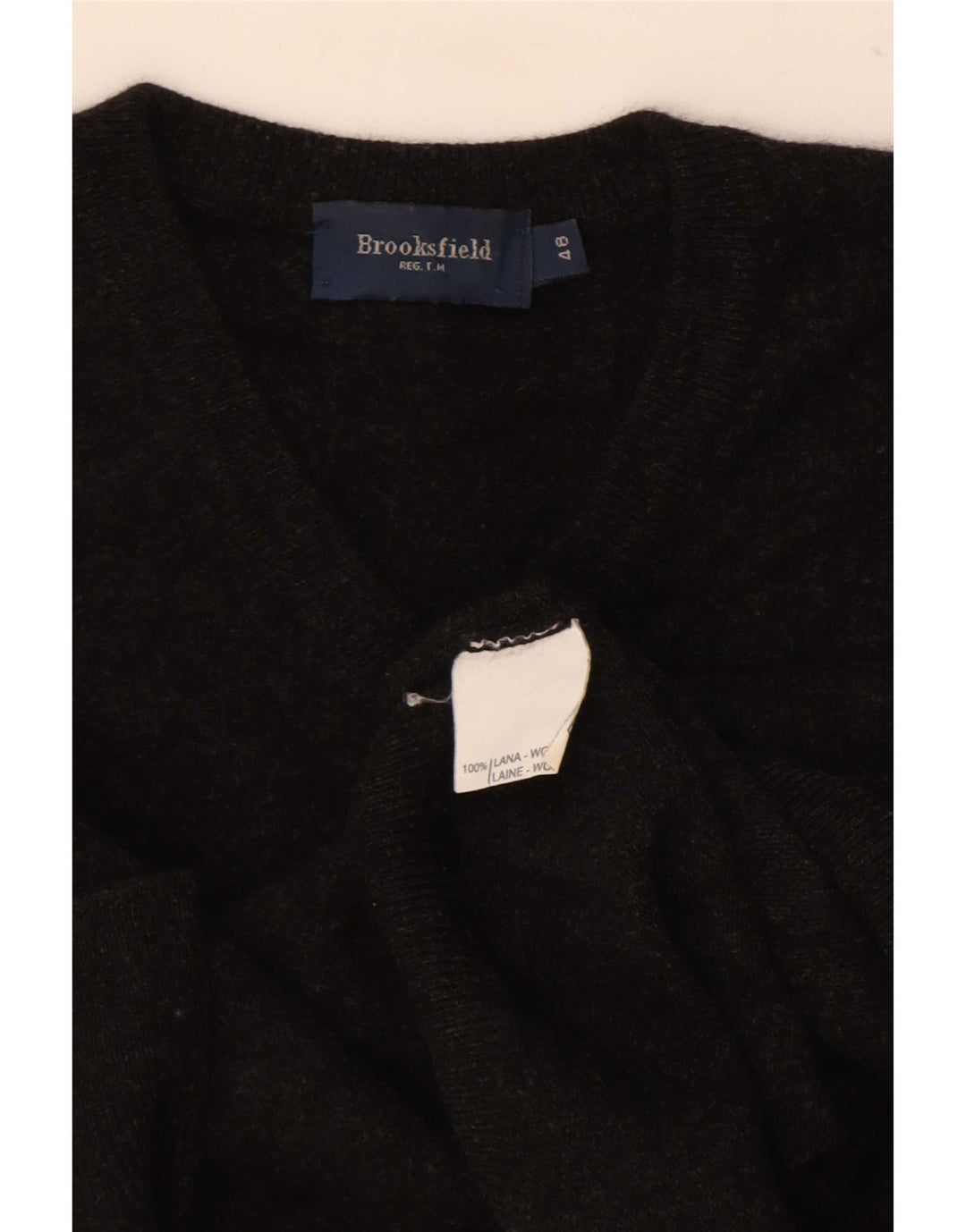 Brooksfield Jersey con cuello en V para hombre IT 48 Small Black Wool