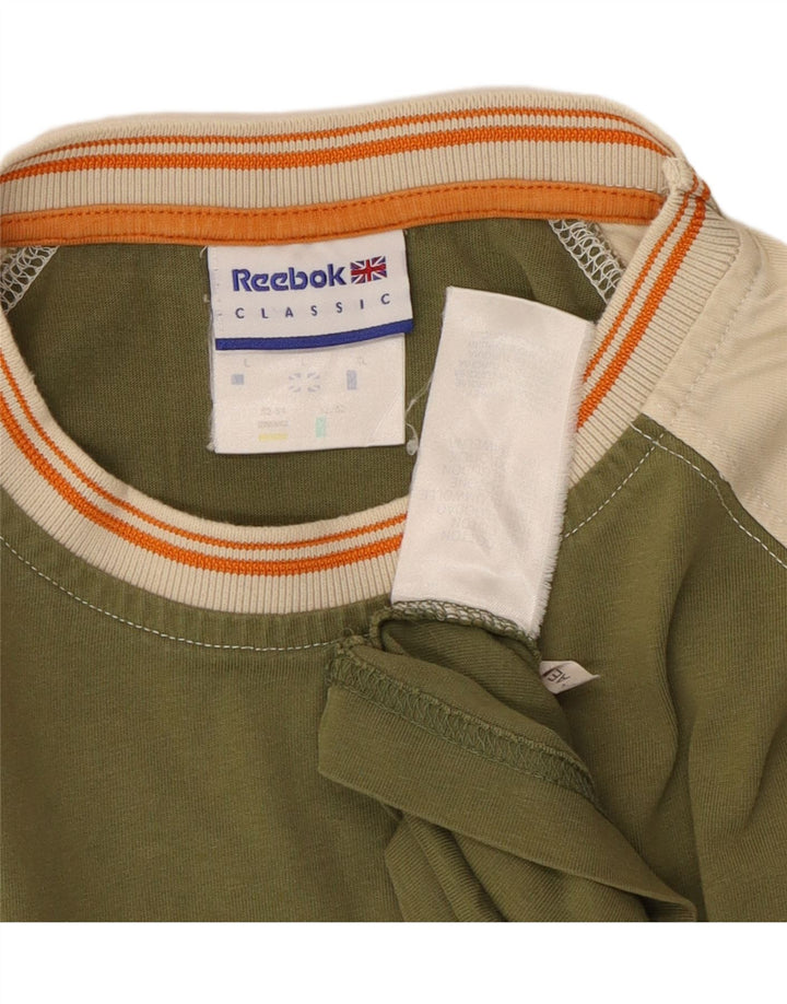 REEBOK Camiseta clásica con gráfico para hombre, talla grande, color verde, algodón