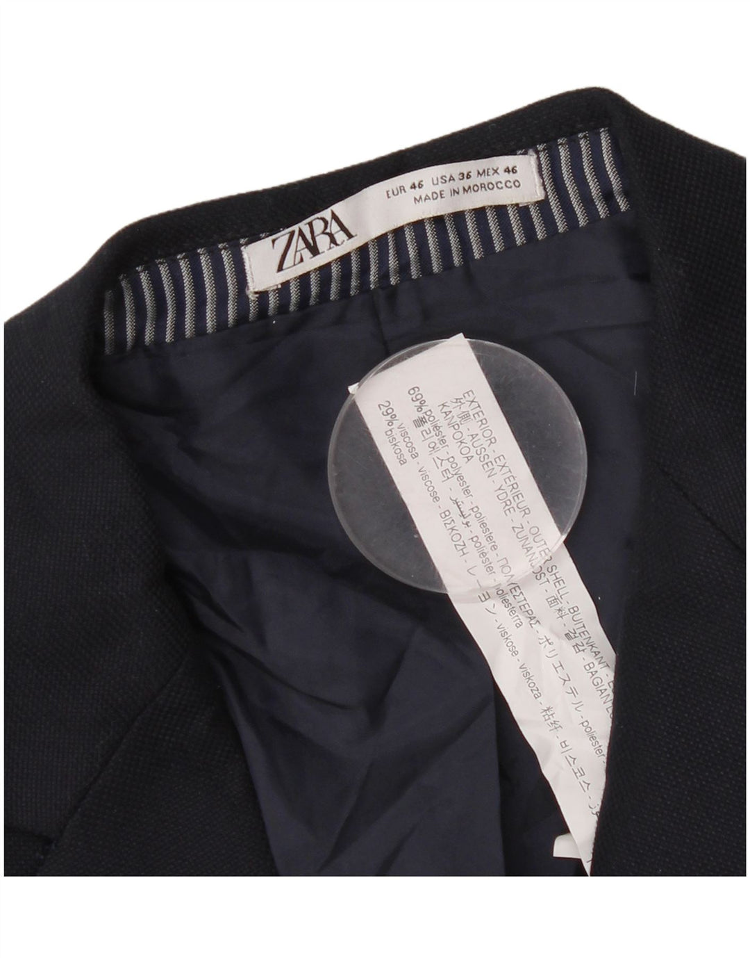Zara Chaqueta tipo blazer con 1 botón para hombre EU 46 Small Azul marino Poliéster