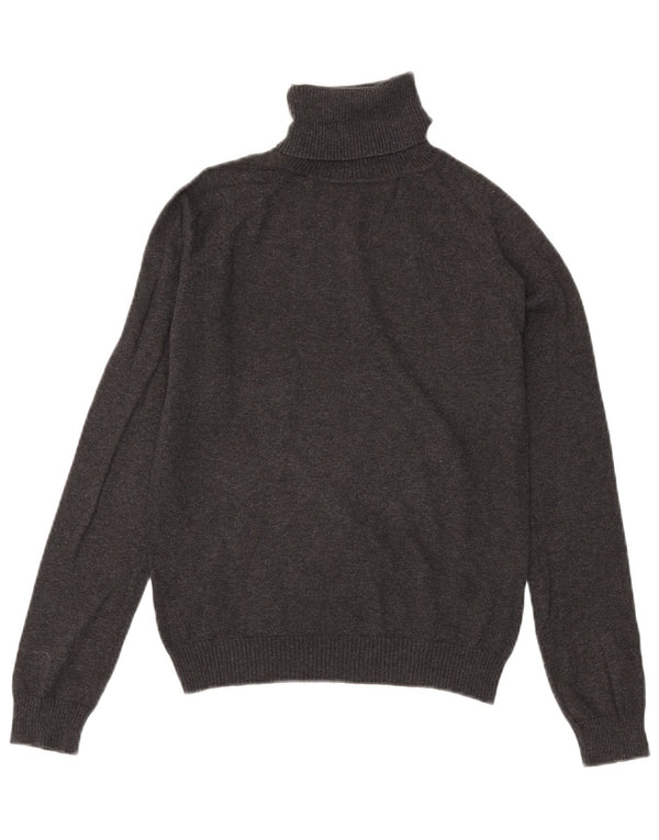 Zara Mujer Crop Roll Neck Jumper Sweater UK 12 Algodón Gris Medio