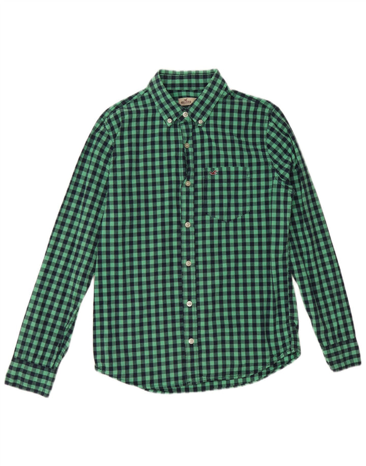 Camisa Hollister Hombre Algodón Vichy Verde Pequeño
