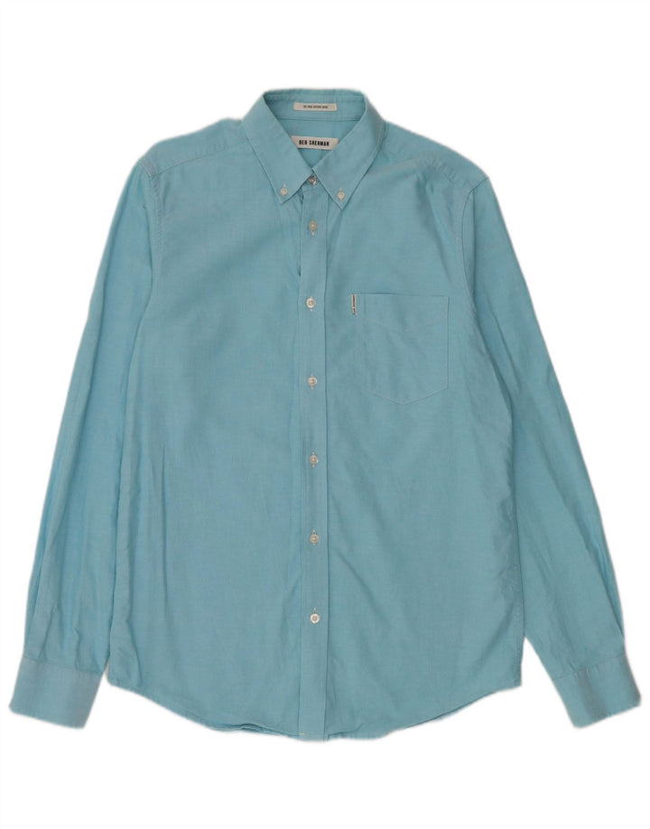 BEN SHERMAN Camisa Hombre Algodón Azul Medio