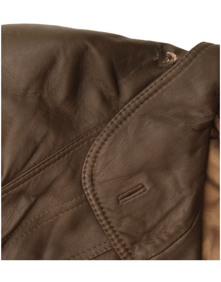 Vintage mujer chaqueta de cuero Reino Unido 16 marrón grande