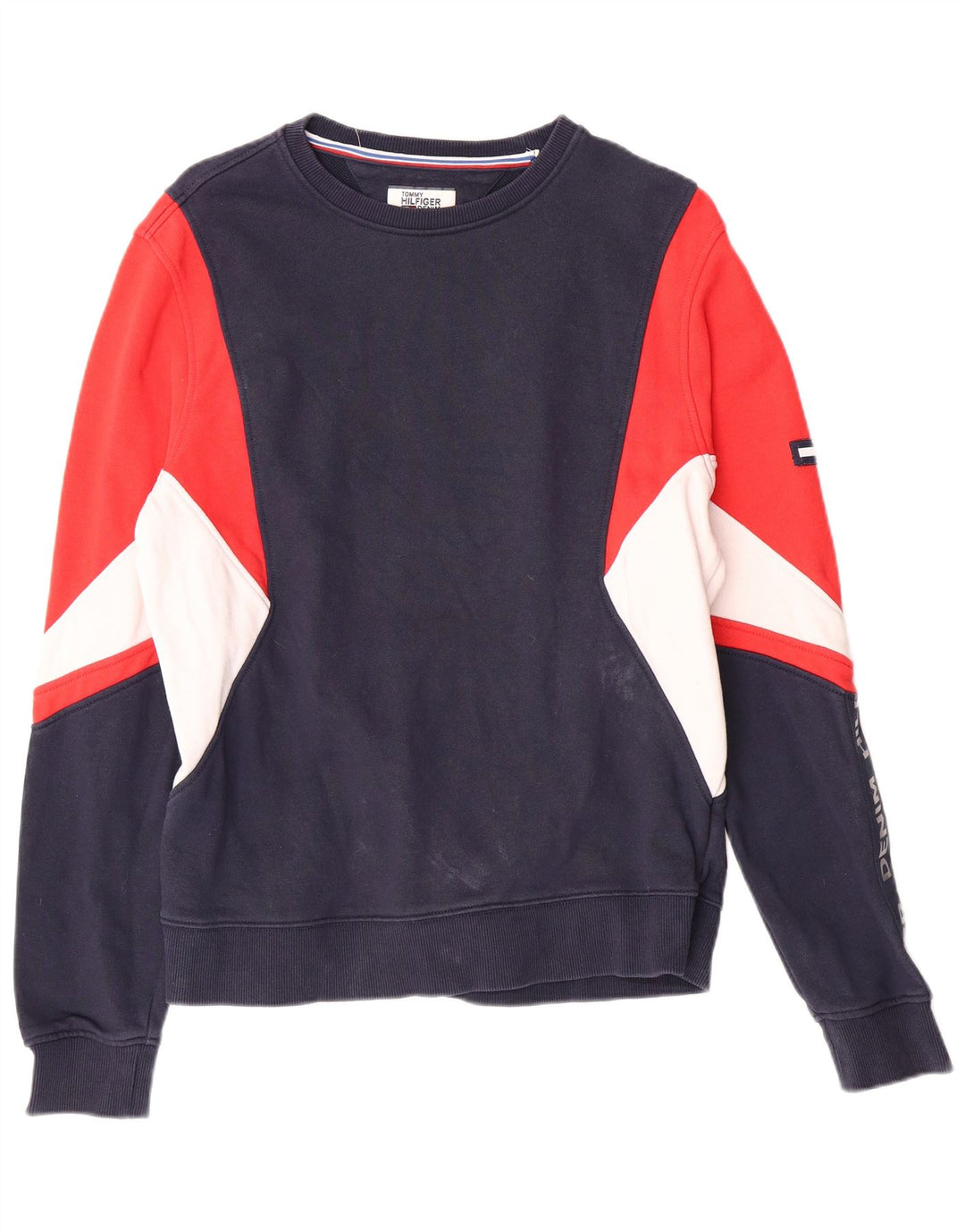 TOMMY HILFIGER Sudadera gráfica para hombre Jumper Medium Azul marino Colorblock