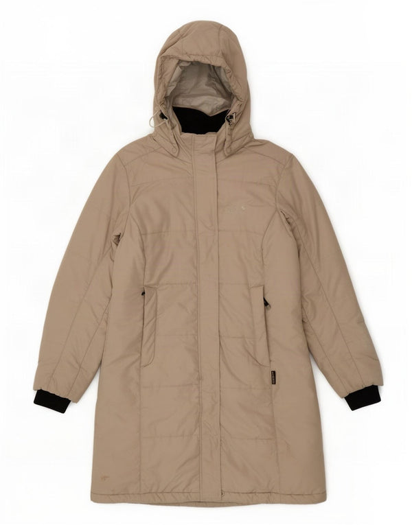 Jack Wolfskin Abrigo acolchado con capucha para mujer UK 12/14 Poliéster beige medio