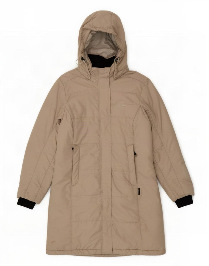 Jack Wolfskin Abrigo acolchado con capucha para mujer UK 12/14 Poliéster beige medio