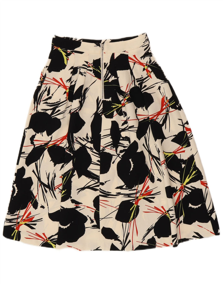 WAREHOUSE Falda acampanada para mujer UK 6 XS W25 Poliéster floral blanco roto