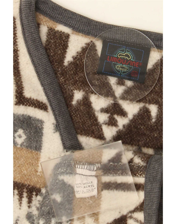 Chaleco vintage para hombre 2XL lana geométrica marrón