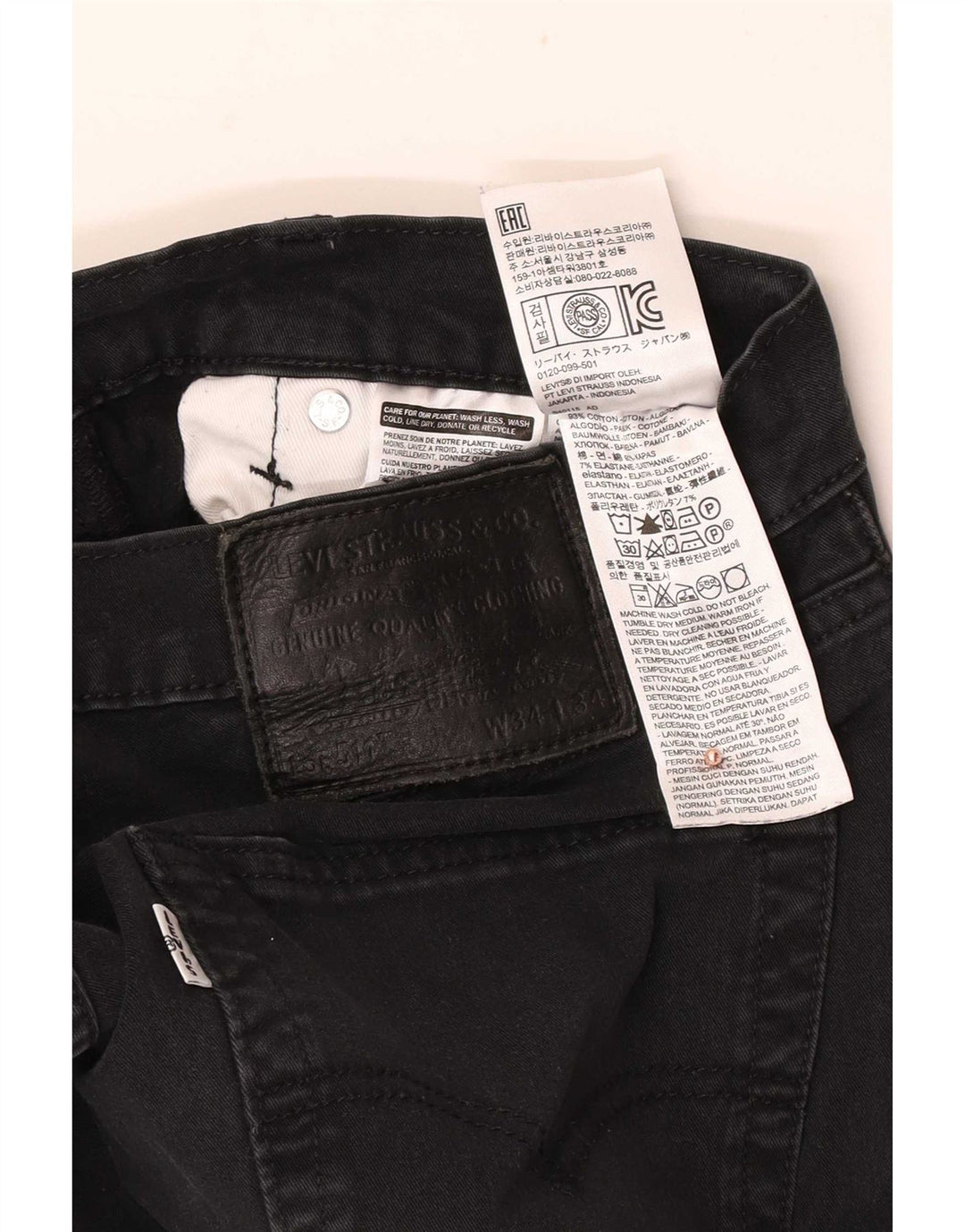 Levi's Hombre 511 Slim Jeans W34 L34 Algodón Negro