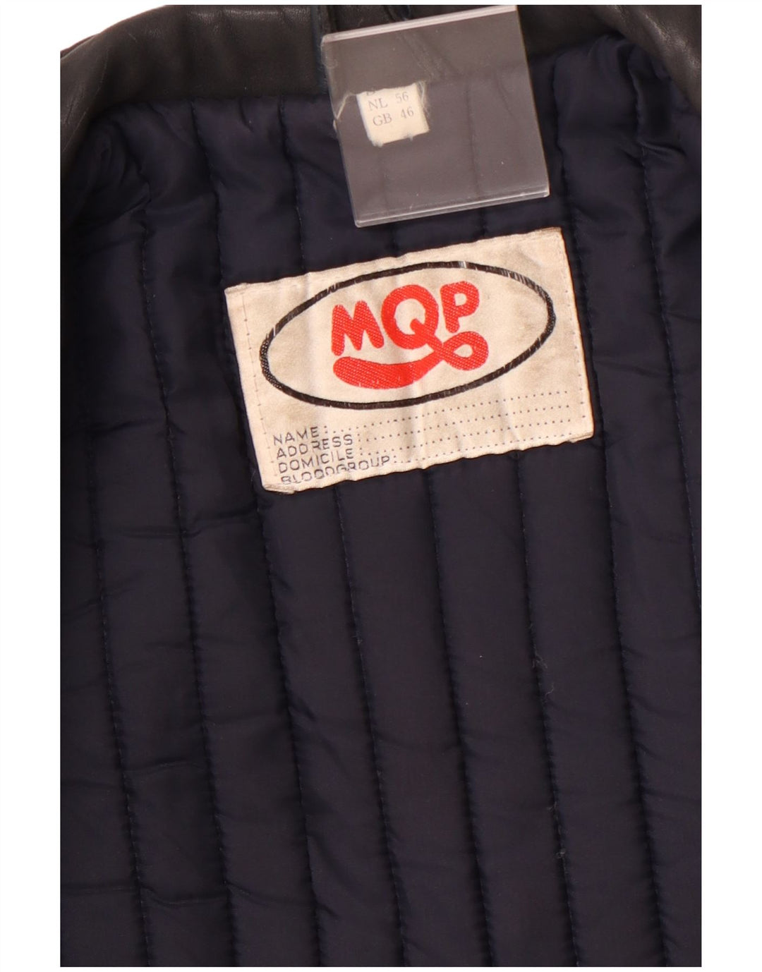 MQP Chaqueta motera de cuero para hombre UK 46 3XL Cuero color block negro