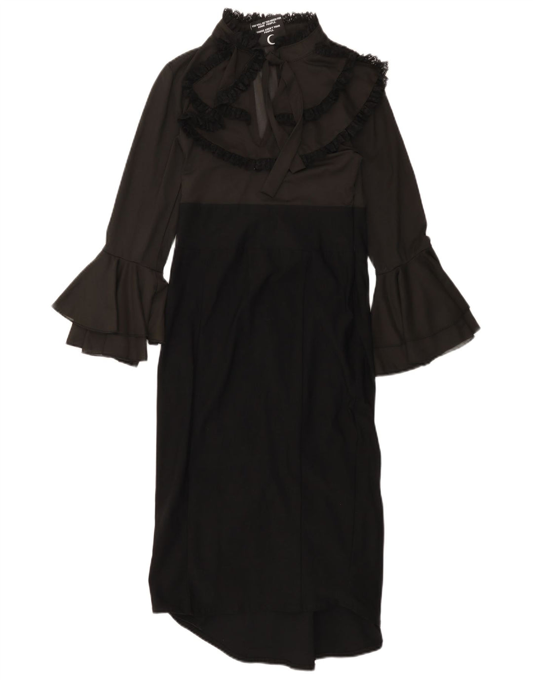 KILLSTAR Vestido largo de manga larga para mujer UK 8 Small Negro Colorblock