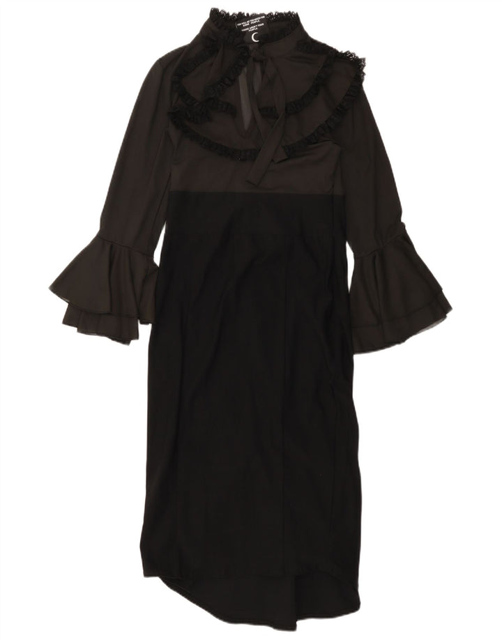 KILLSTAR Vestido largo de manga larga para mujer UK 8 Small Negro Colorblock