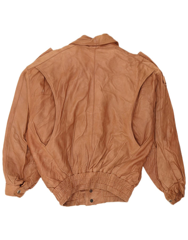 VINTAGE Chaqueta de cuero militar para hombre Reino Unido 44 2XL Cuero marrón