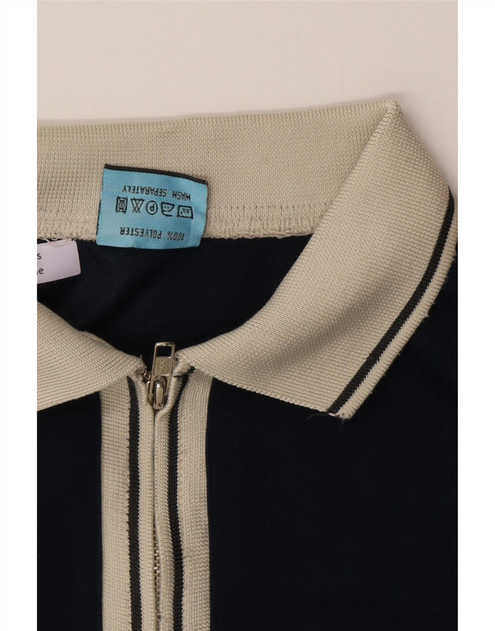 Fishbone Polo para hombre Poliéster color block azul marino medio