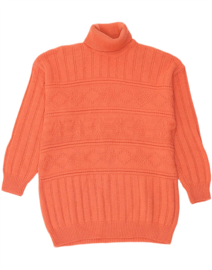 Stefanel Jersey con cuello vuelto para hombre, talla grande, lana naranja