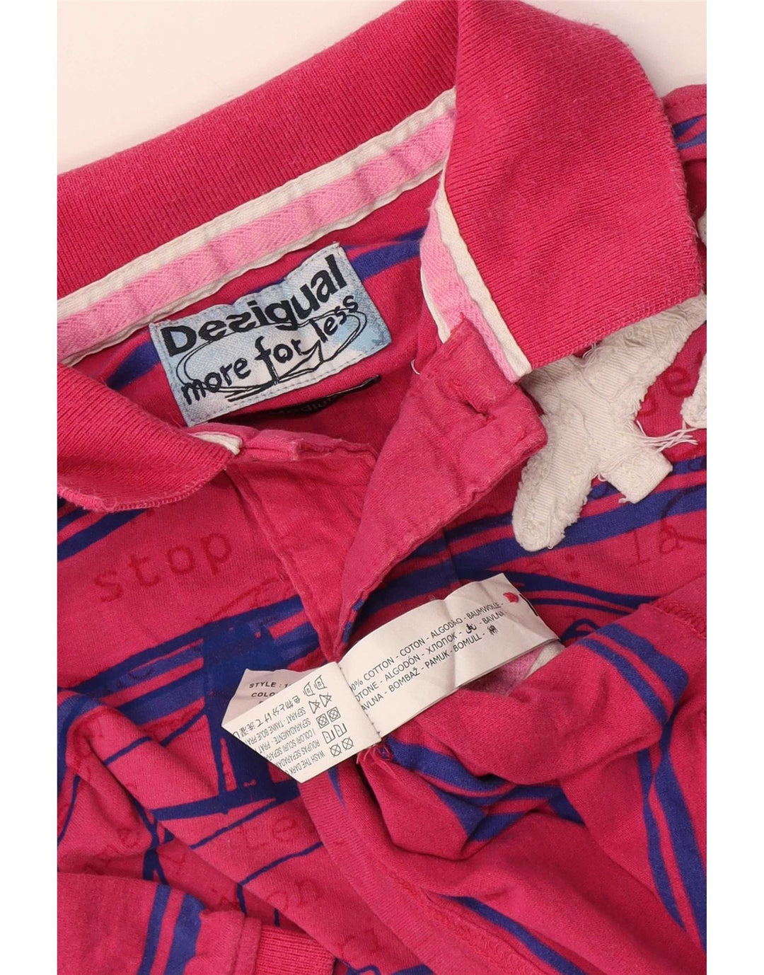 Desigual Polo Gráfico De Algodón A Rayas Rosa Medio |
