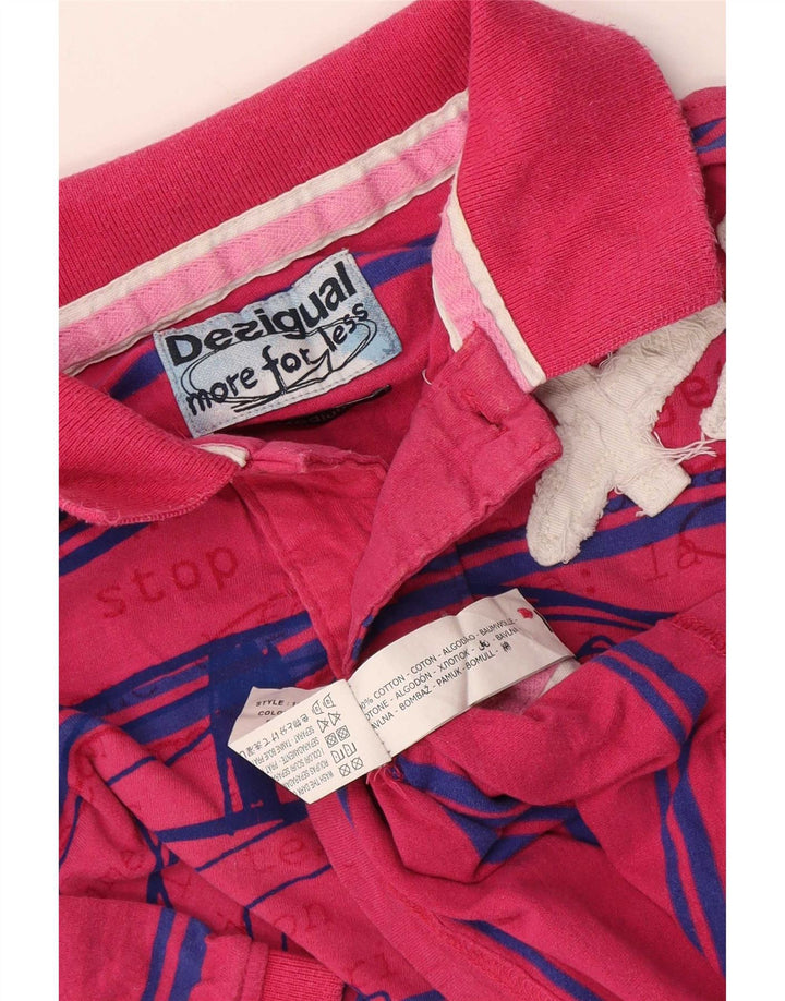 Desigual Polo Gráfico De Algodón A Rayas Rosa Medio |