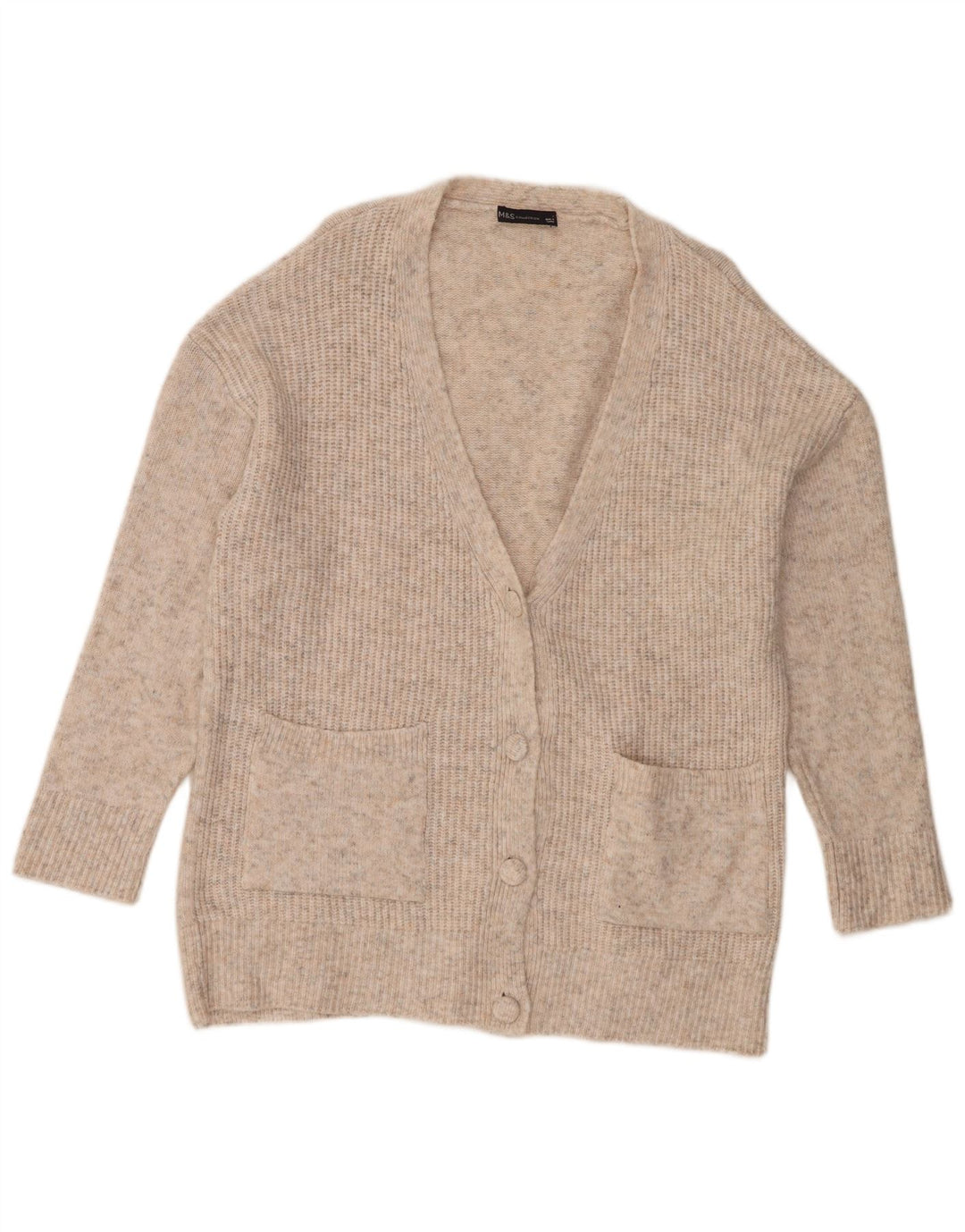 Marks & Spencer Suéter tipo cárdigan extragrande para mujer UK 46 Large Beige