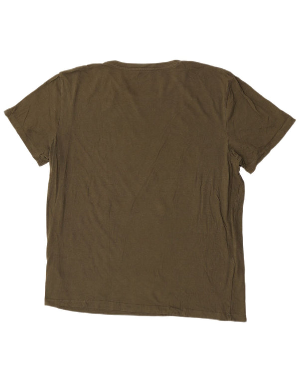 Jack & Jones Hombre Camiseta Gráfica Top XL Algodón Caqui