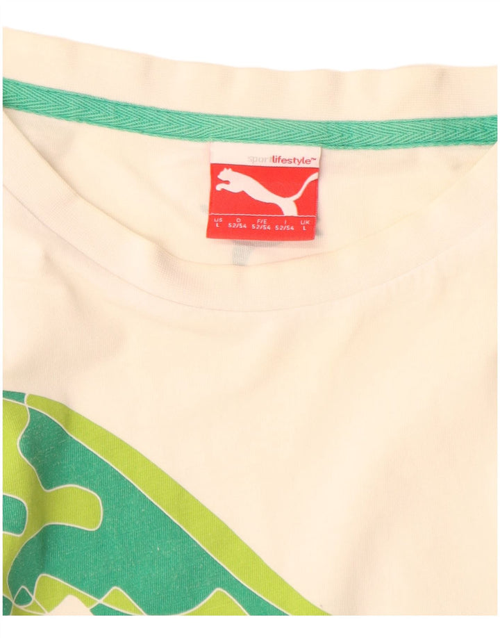 Puma - Camiseta gráfica para hombre, talla grande, algodón blanco