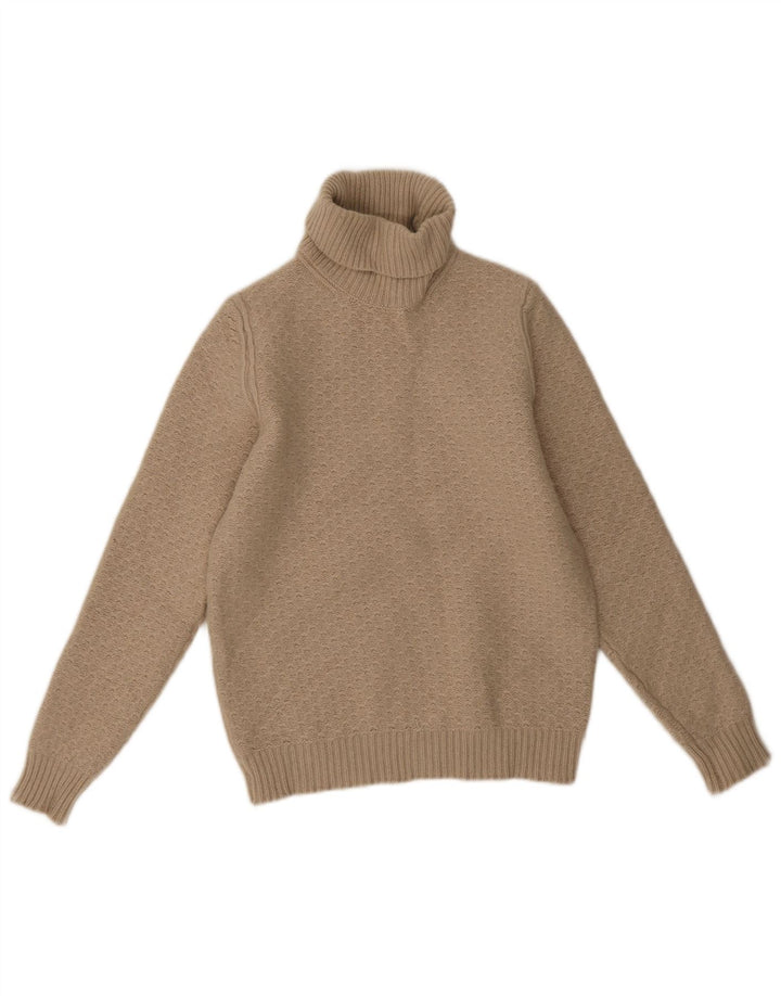Massimo Dutti Jersey con cuello vuelto para mujer UK 44 Large Beige Geométrico