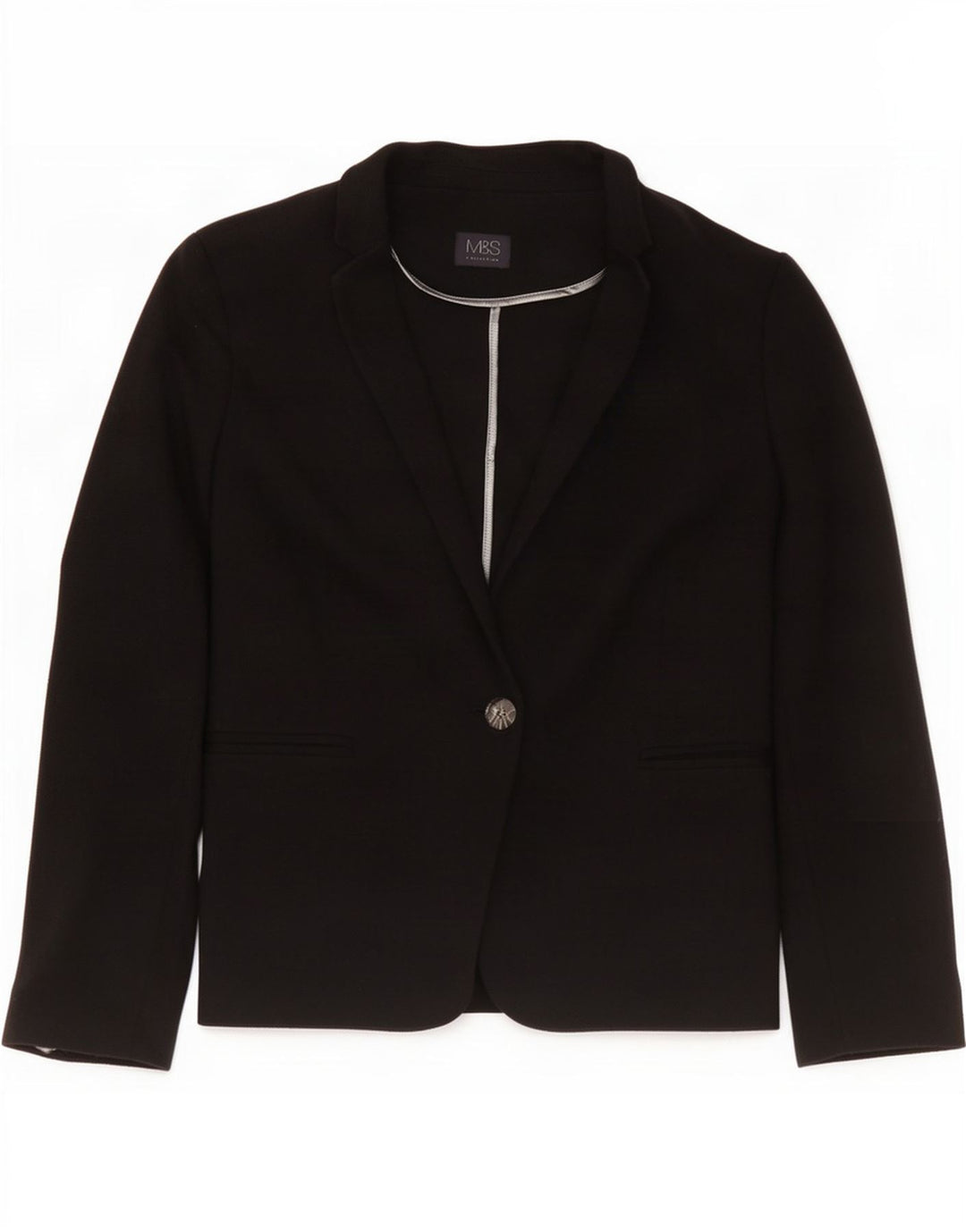 Marks & Spencer Chaqueta tipo blazer con 1 botón para mujer UK 46 Grande Algodón negro