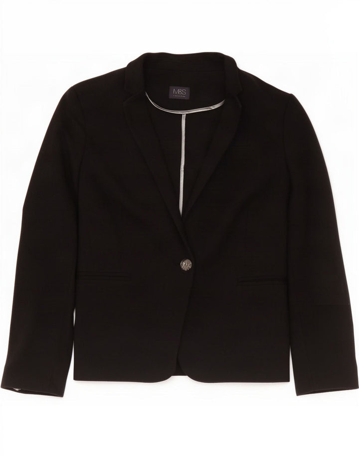 Marks & Spencer Chaqueta tipo blazer con 1 botón para mujer UK 46 Grande Algodón negro