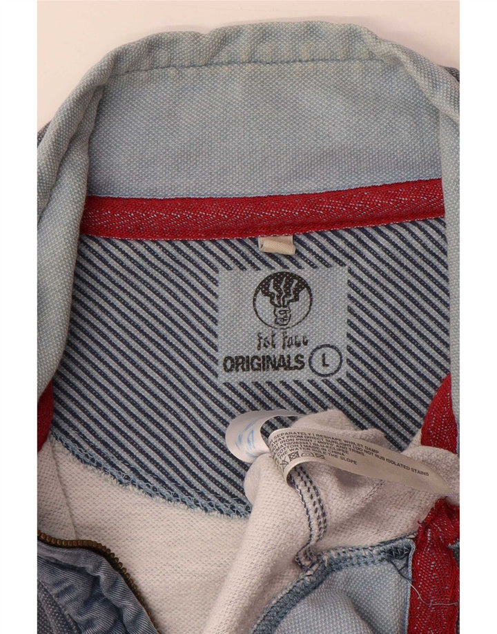 Sudadera con capucha y cuello con cremallera para hombre de Fat Face, jersey de algodón azul grande