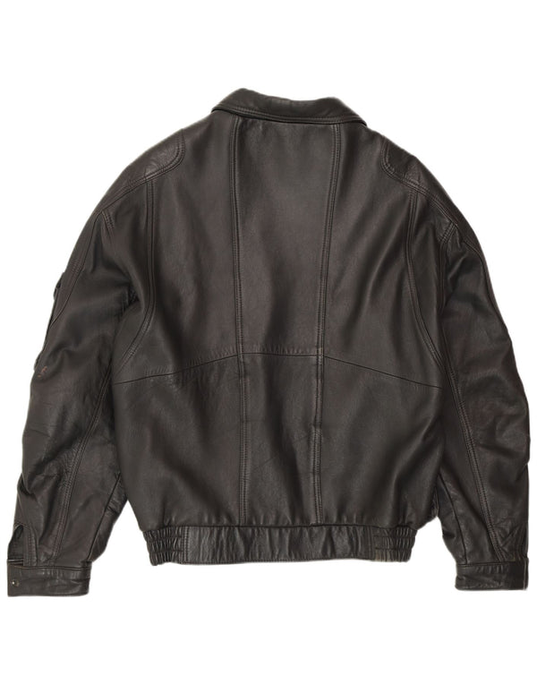 FATIGUE Chaqueta de cuero para hombre UK 38 Medium Black Leather