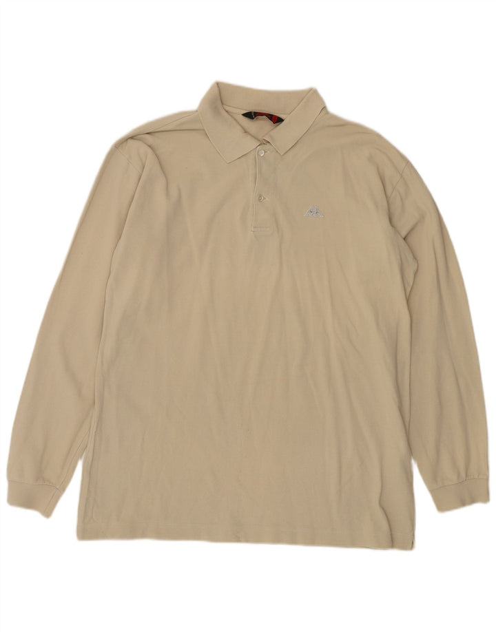 KAPPA Polo de manga larga para hombre, tamaño grande, algodón beige