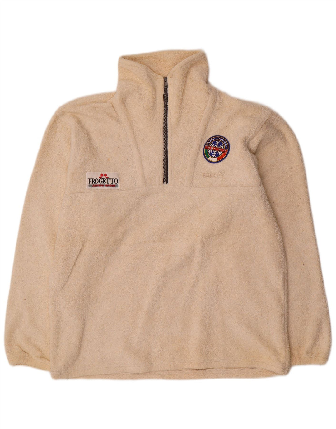 Bailo Jersey De Forro Polar Con Cuello Con Cremallera Y Gráfico Para Hombre Poliéster Blanco Roto Grande